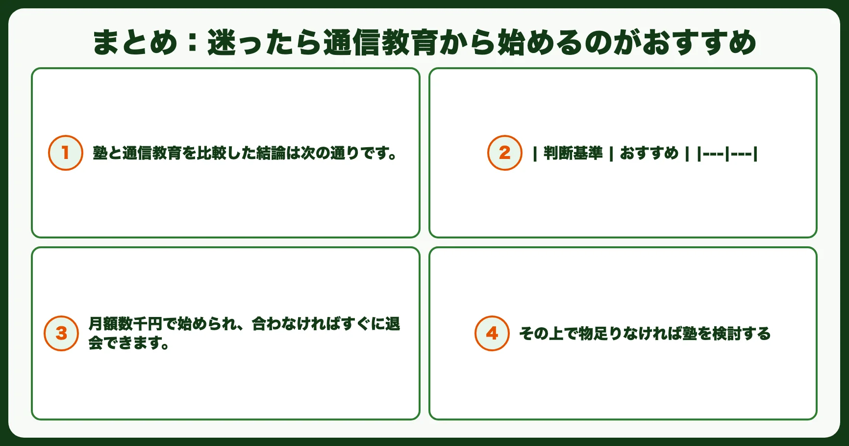 まとめ：迷ったら通信教育から始めるのがおすすめ