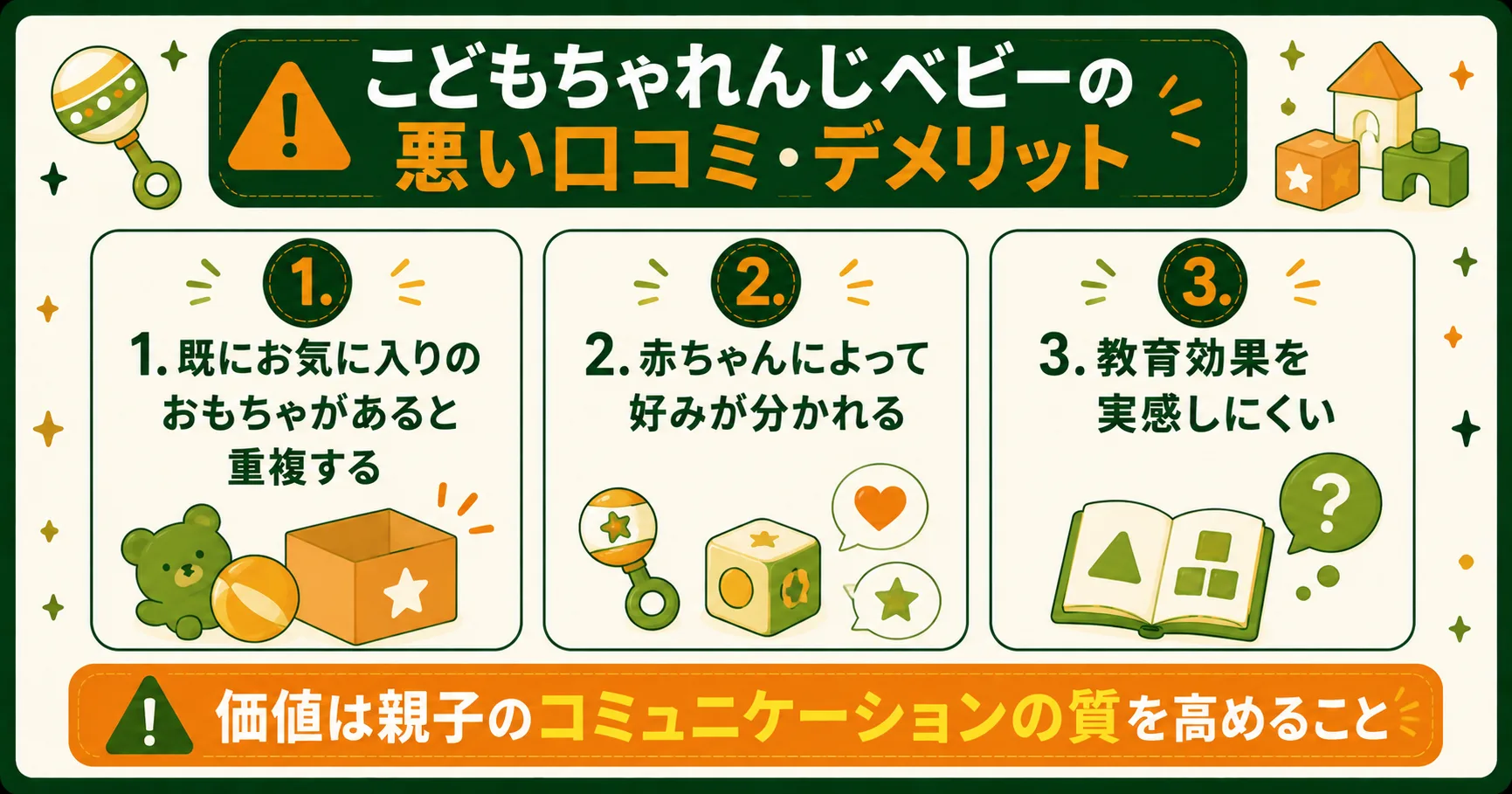こどもちゃれんじベビーの悪い口コミ・デメリット3つ