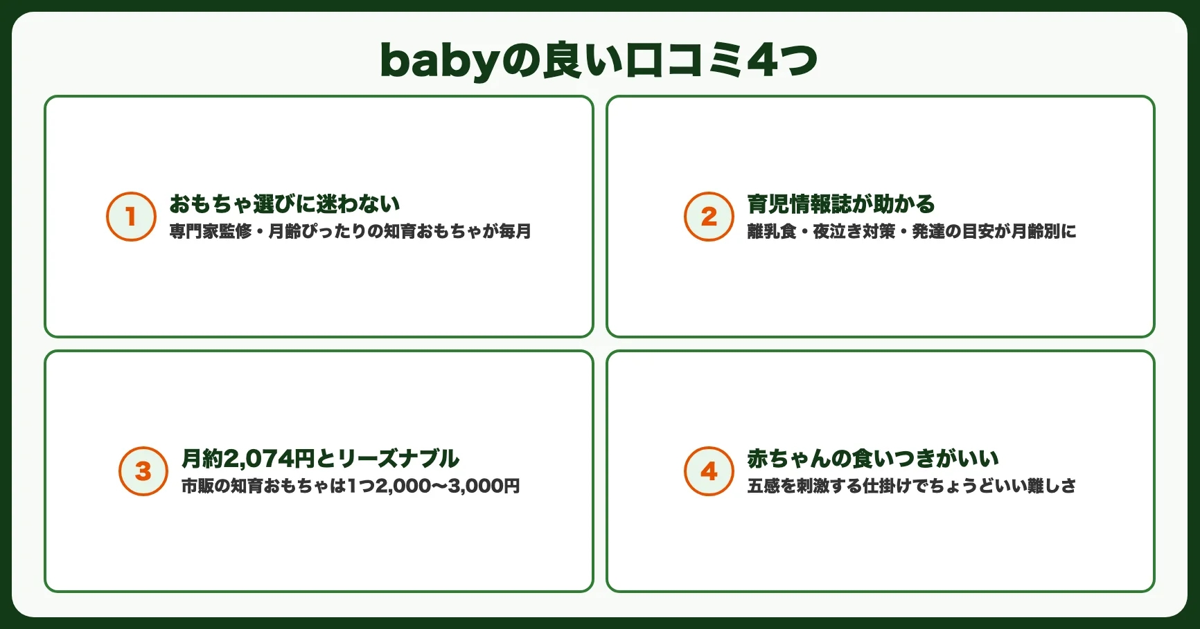 こどもちゃれんじベビーの良い口コミ・評判