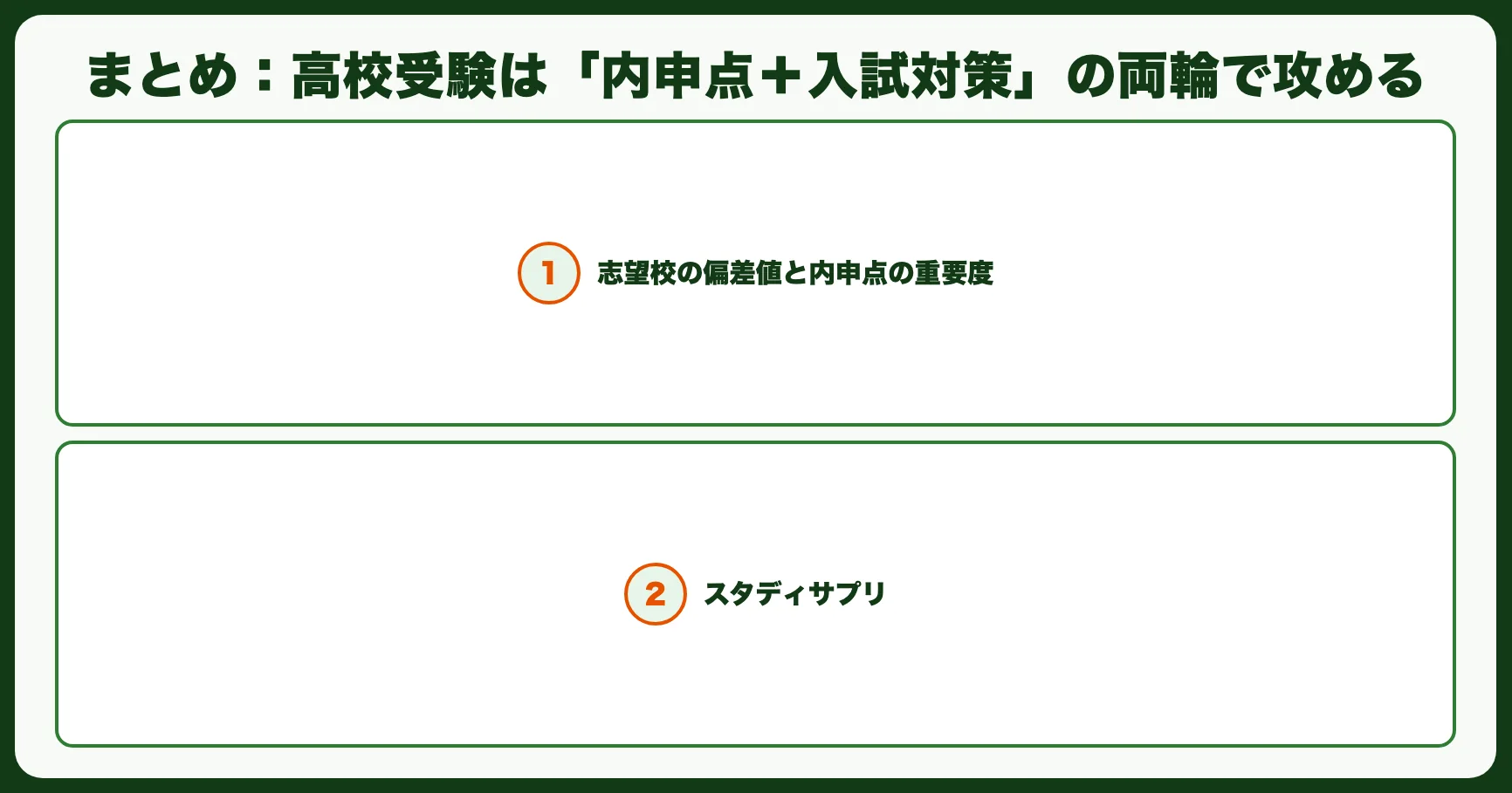 まとめ：高校受験は「内申点＋入試対策」の両輪で攻める