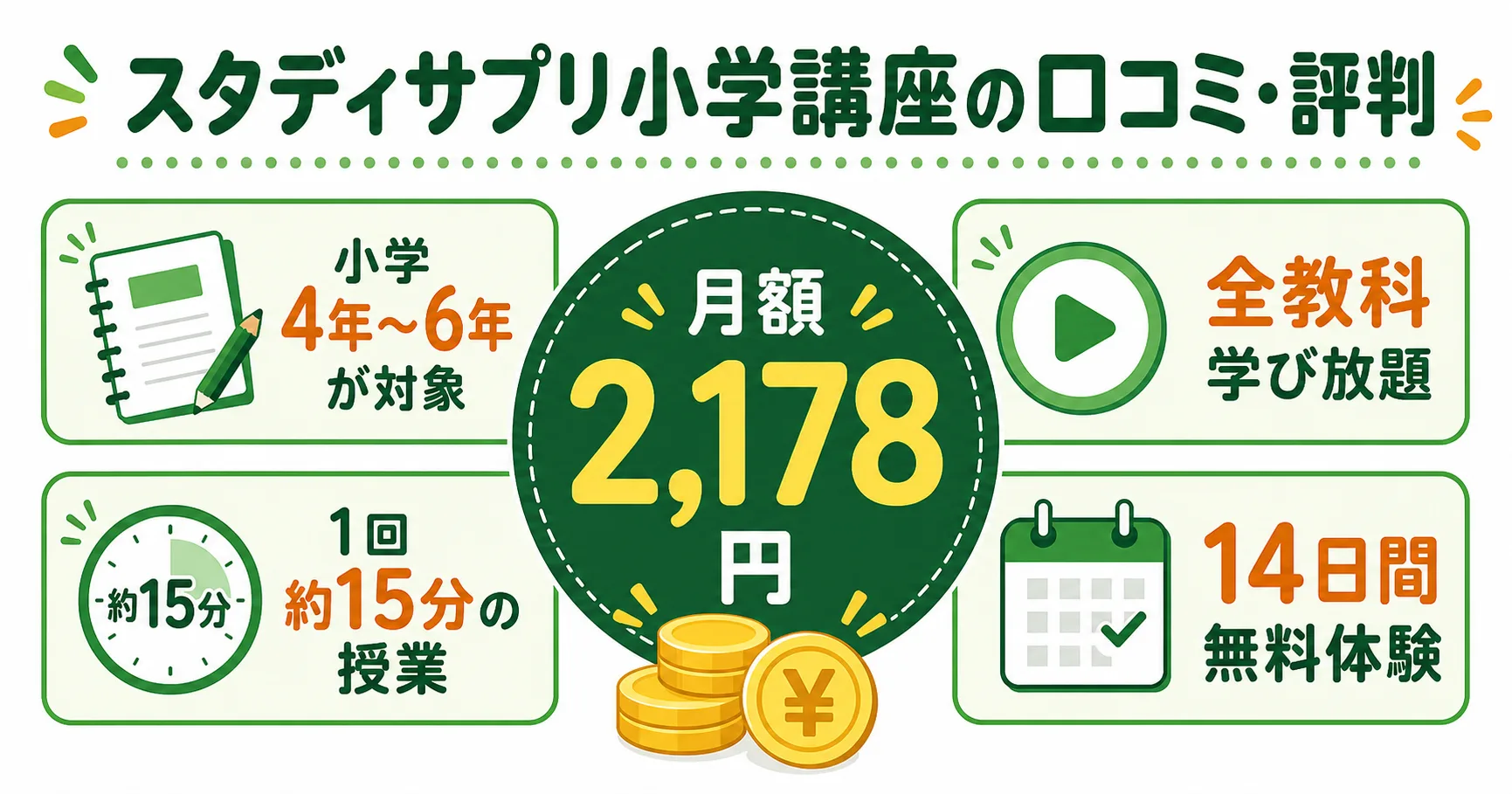 スタディサプリ小学講座の口コミ・評判｜月額2,178円の実力を徹底検証