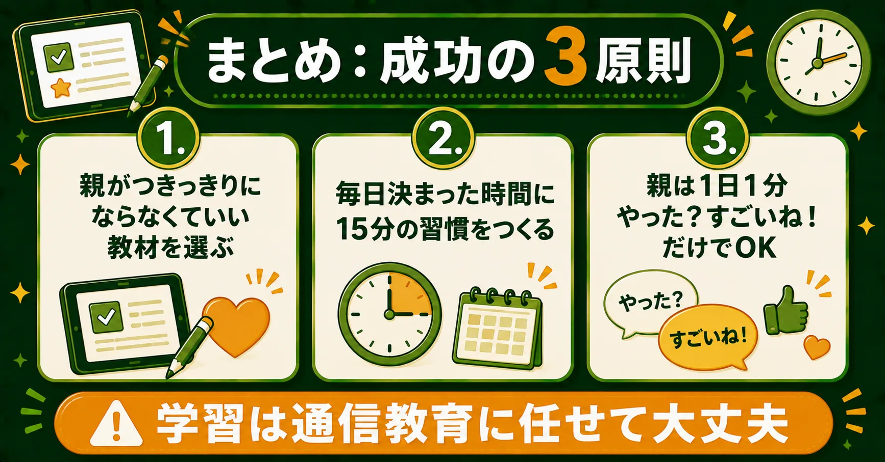 共働き家庭の通信教育成功の3原則