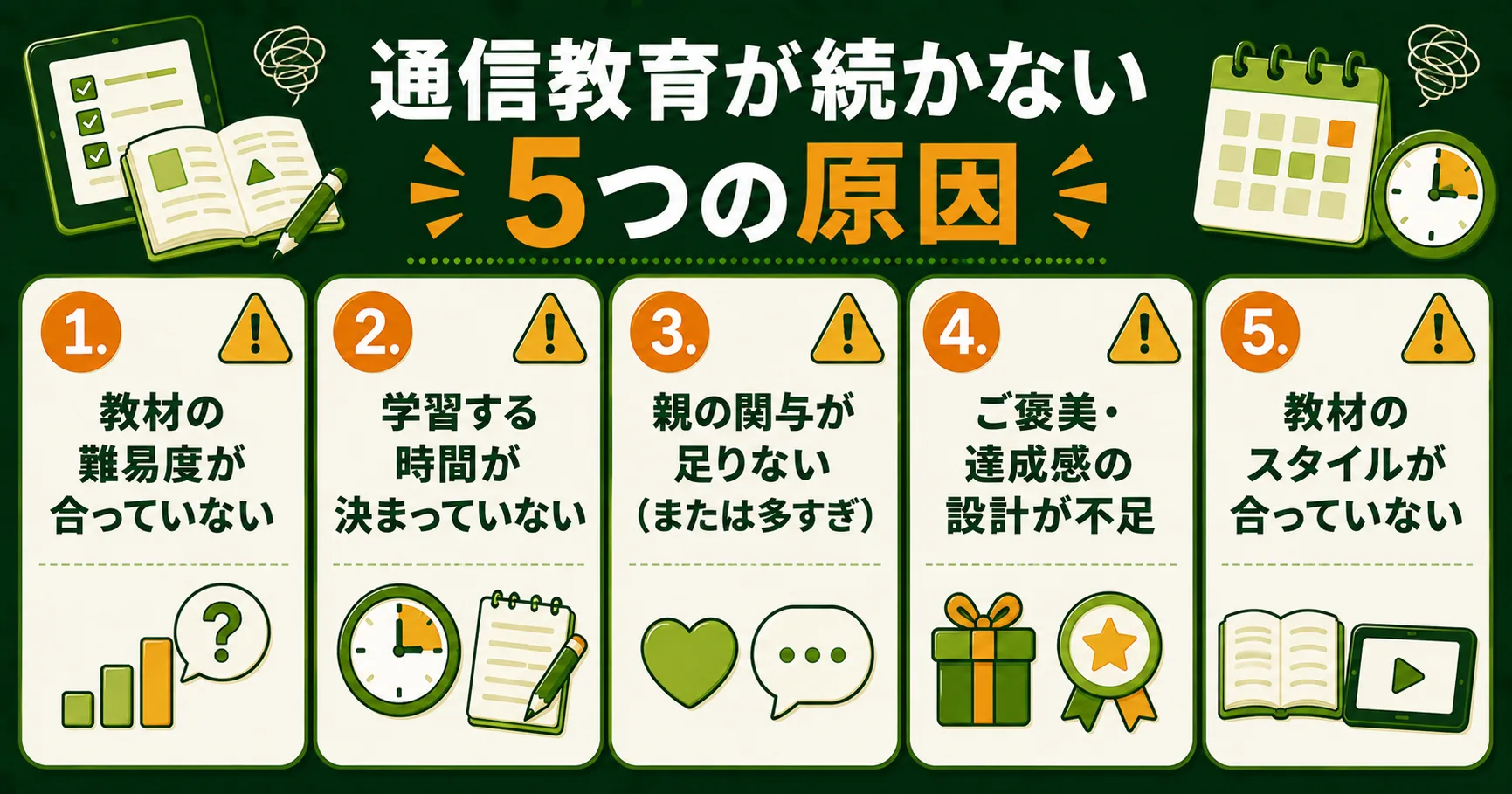 通信教育が続かない5つの原因