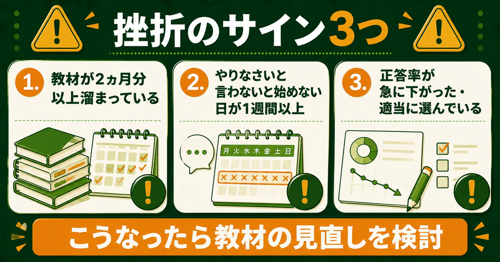挫折のサイン3つ
