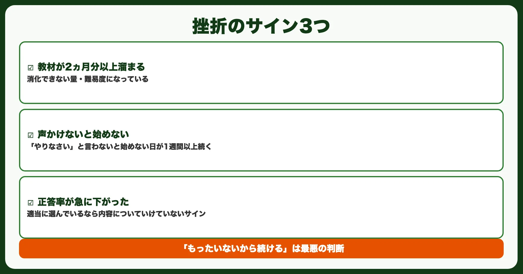 挫折のサイン3つ——こうなったら要注意