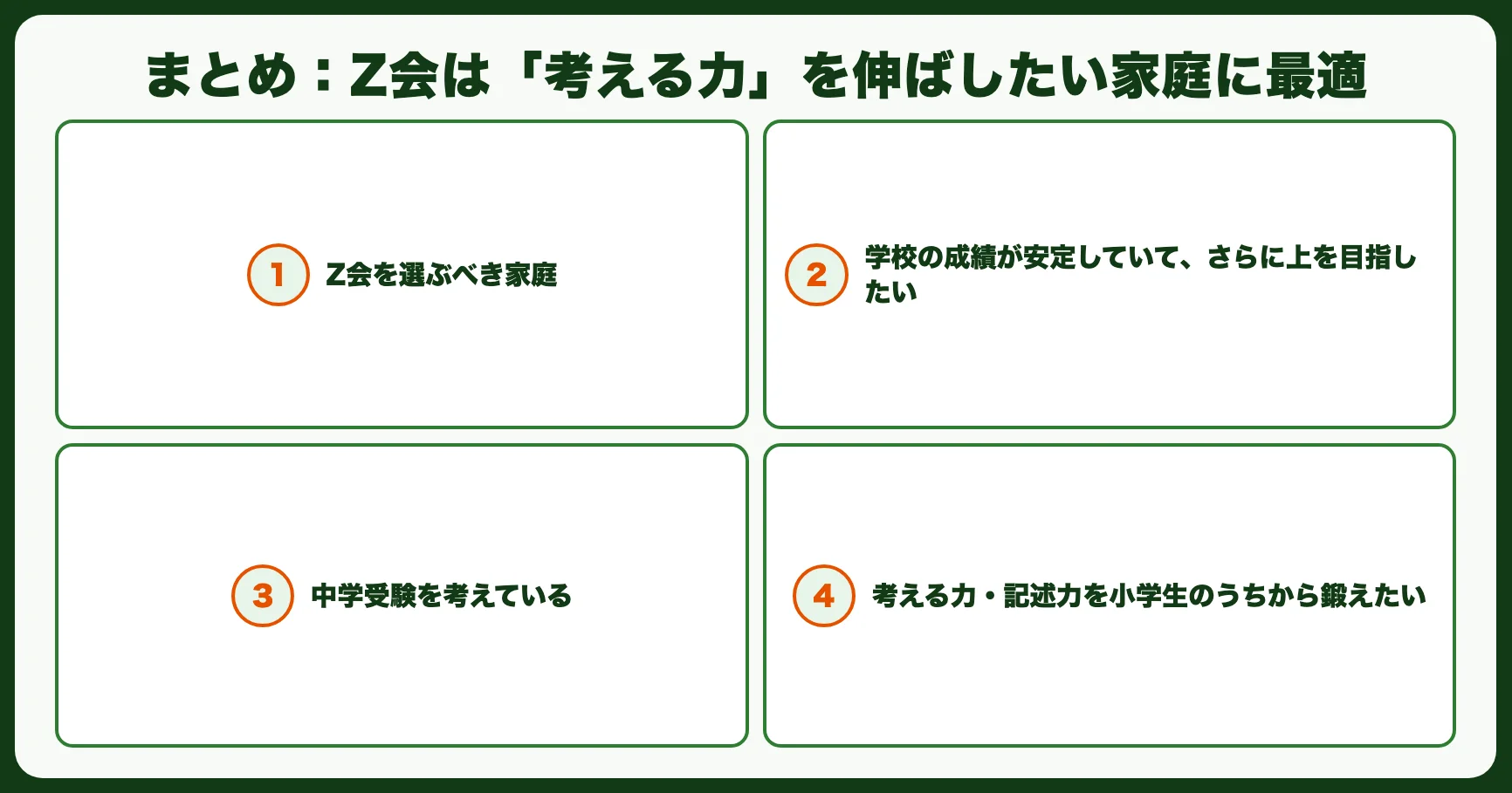 まとめ：Z会は「考える力」を伸ばしたい家庭に最適